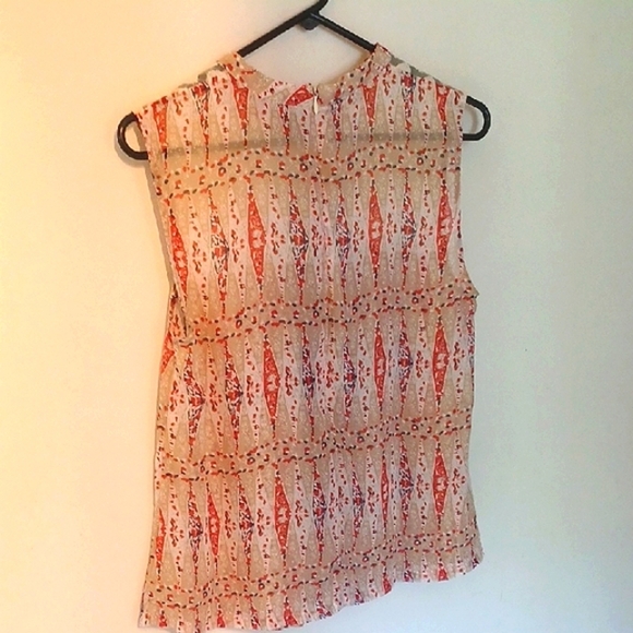 Tulle Cream and Pink Sleeveless Blouse, L - Picture 5 of 6